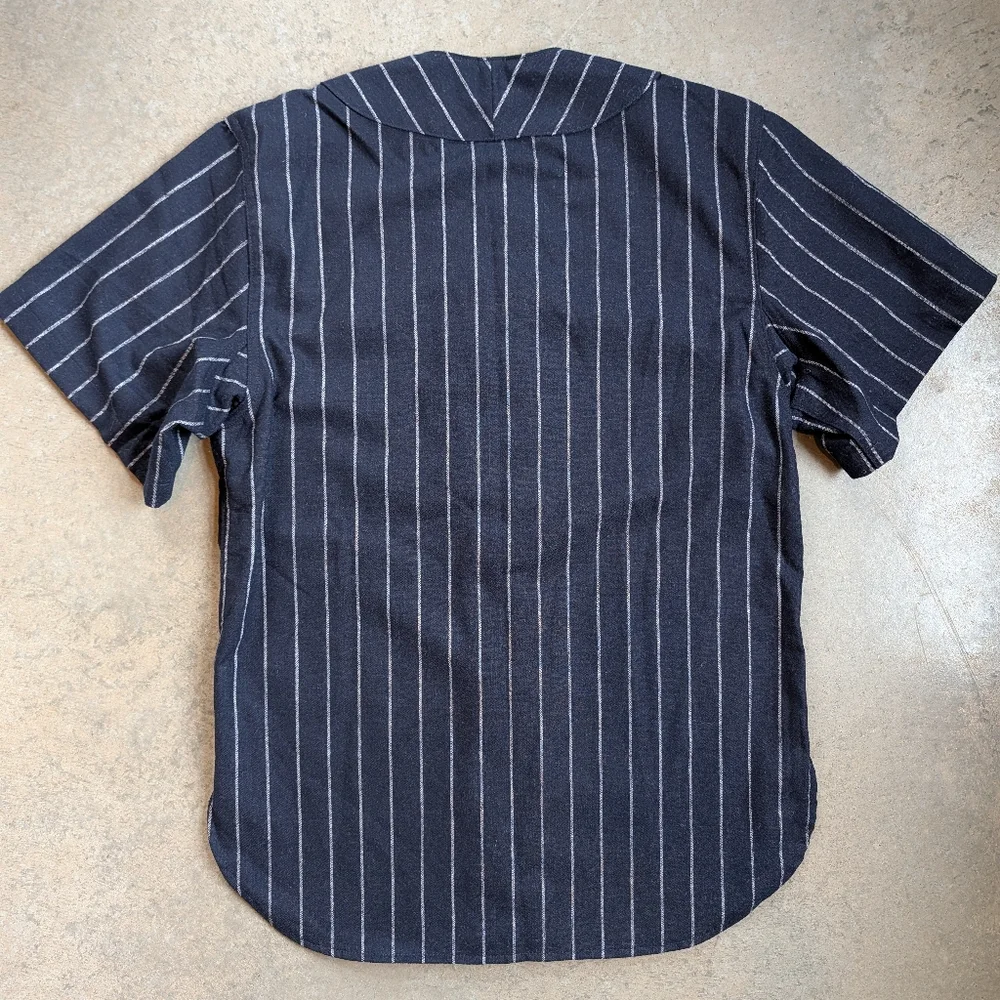Ebbets Field Baseball Flannel Jersey NWOT %100 Wool  Small Navy Blue Pinstripe - Picture 2 of 5